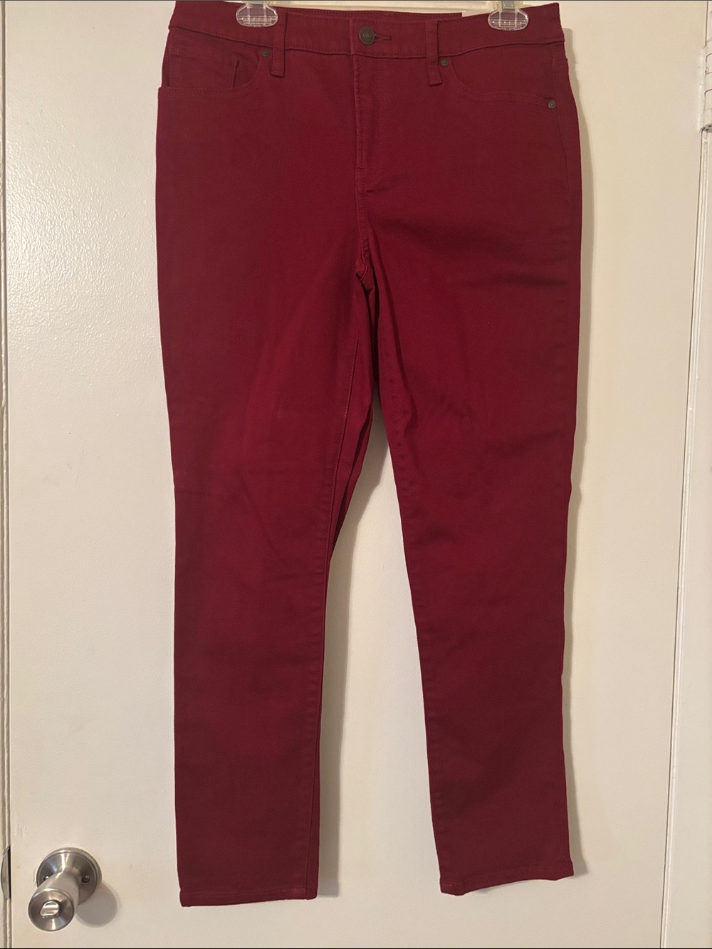 Chico's Straight Slim Leg Jeans in Deep Burgundy